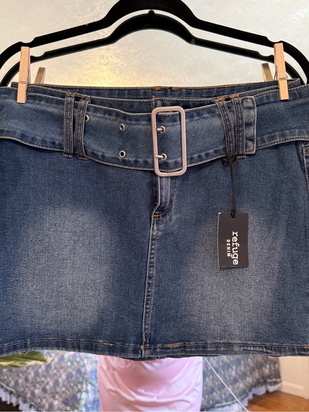 NWT Refuge denim Y2K belted skirt